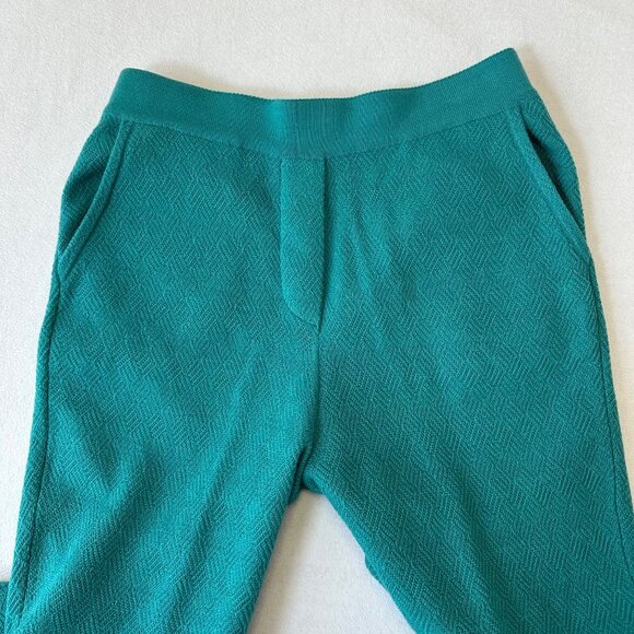 IVKO Womens 100% Wool Pull On Knit Pants Size M (38) Teal Basket Weave Stretch - Picture 5 of 12
